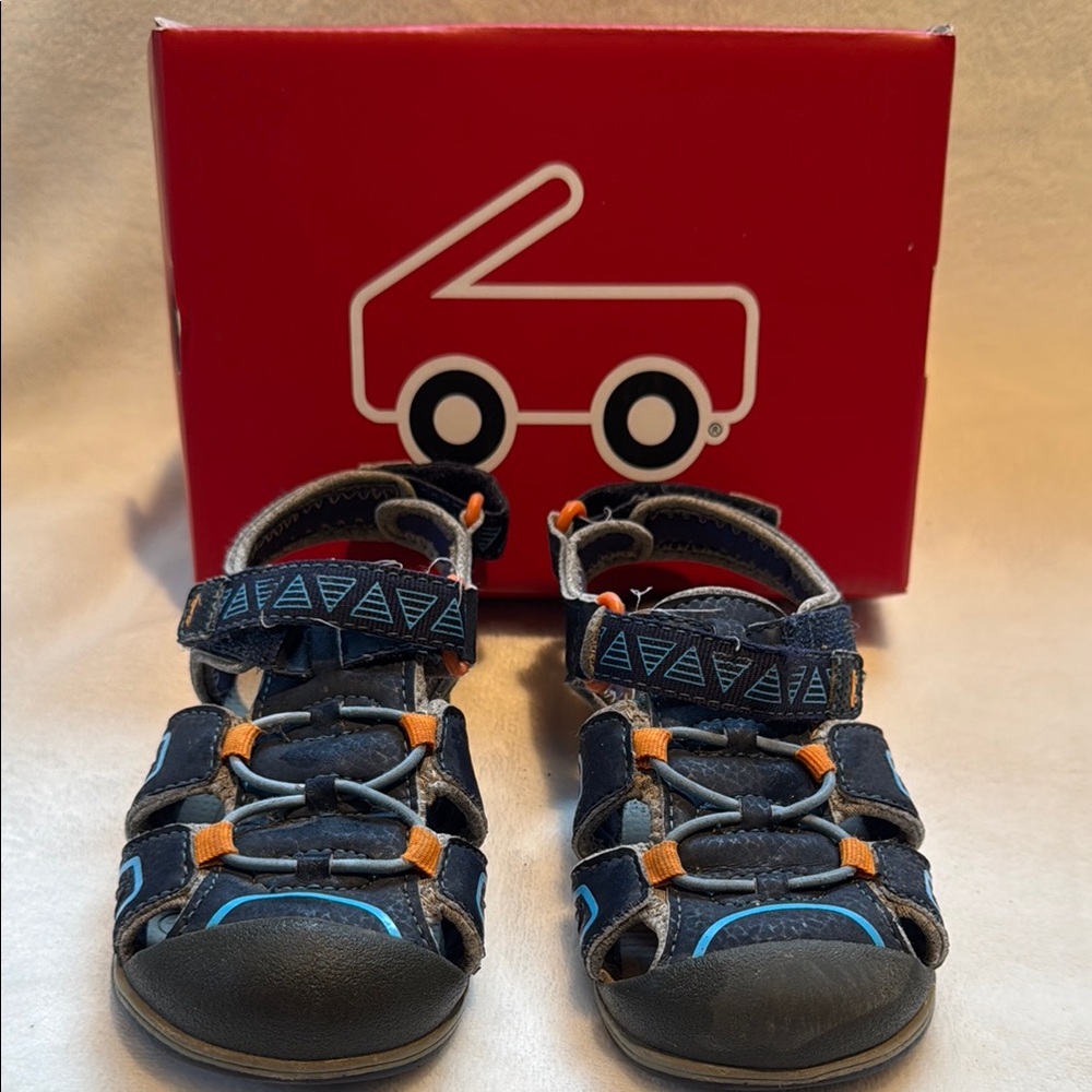 Kids Sandals with Blue and Orange Accents